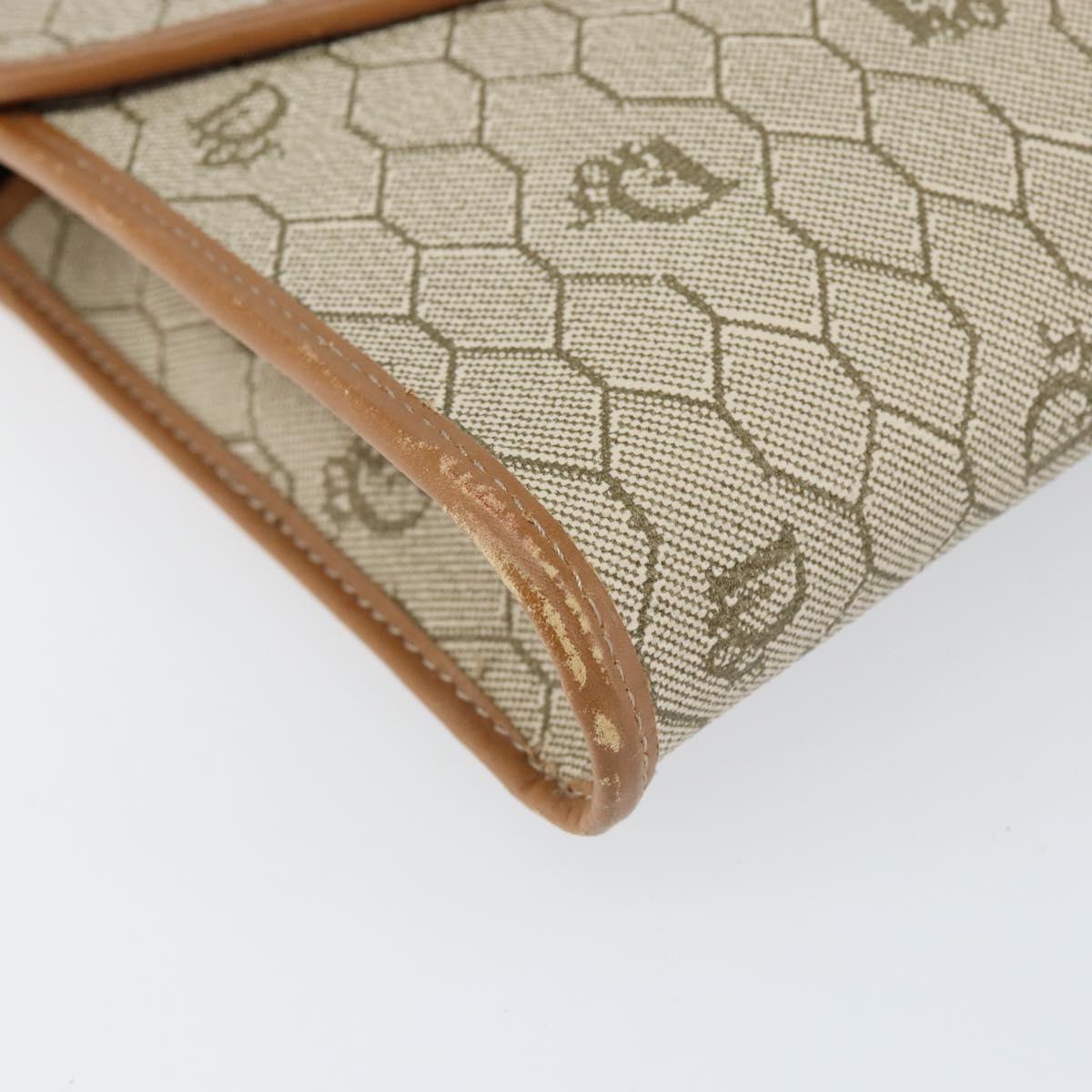 Christian Dior Honeycomb Canvas Chain Shoulder Bag PVC Beige Gold Auth ep11918