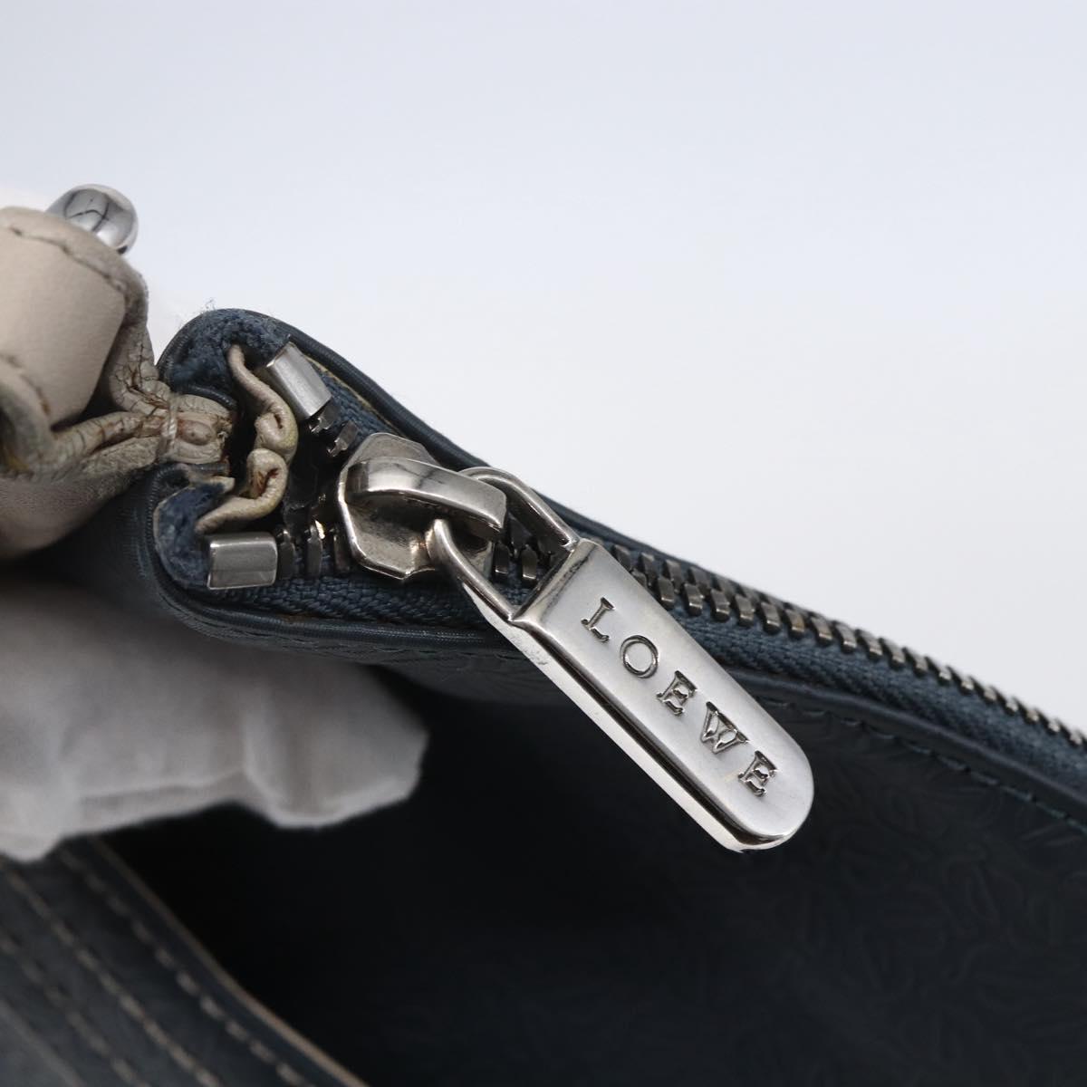 LOEWE anagram Shoulder Bag PVC Navy Silver Auth ep11921