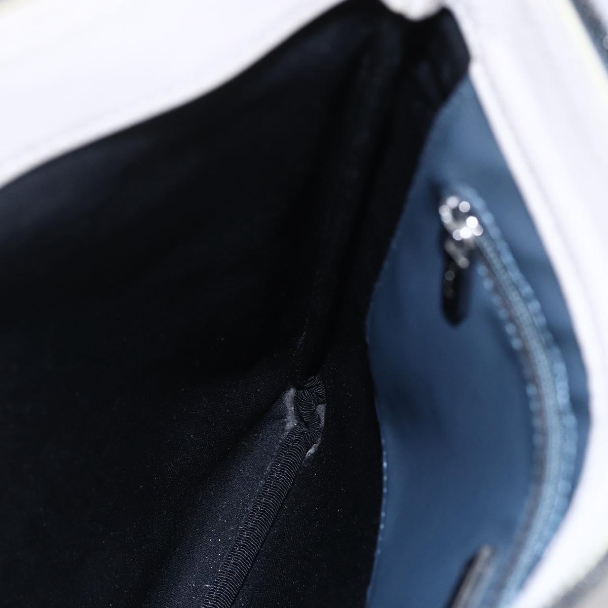 LOEWE anagram Shoulder Bag PVC Navy Silver Auth ep11921