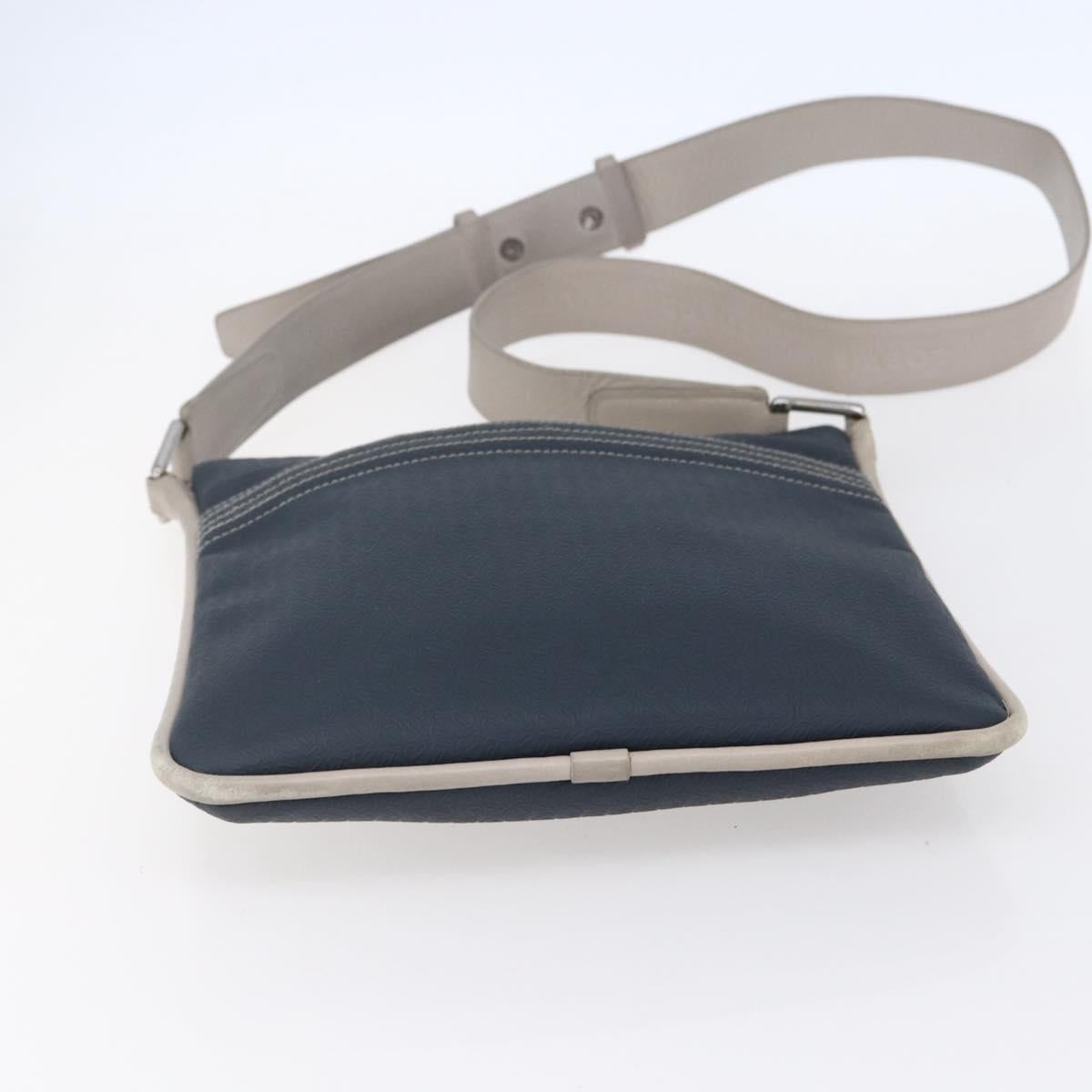 LOEWE anagram Shoulder Bag PVC Navy Silver Auth ep11921