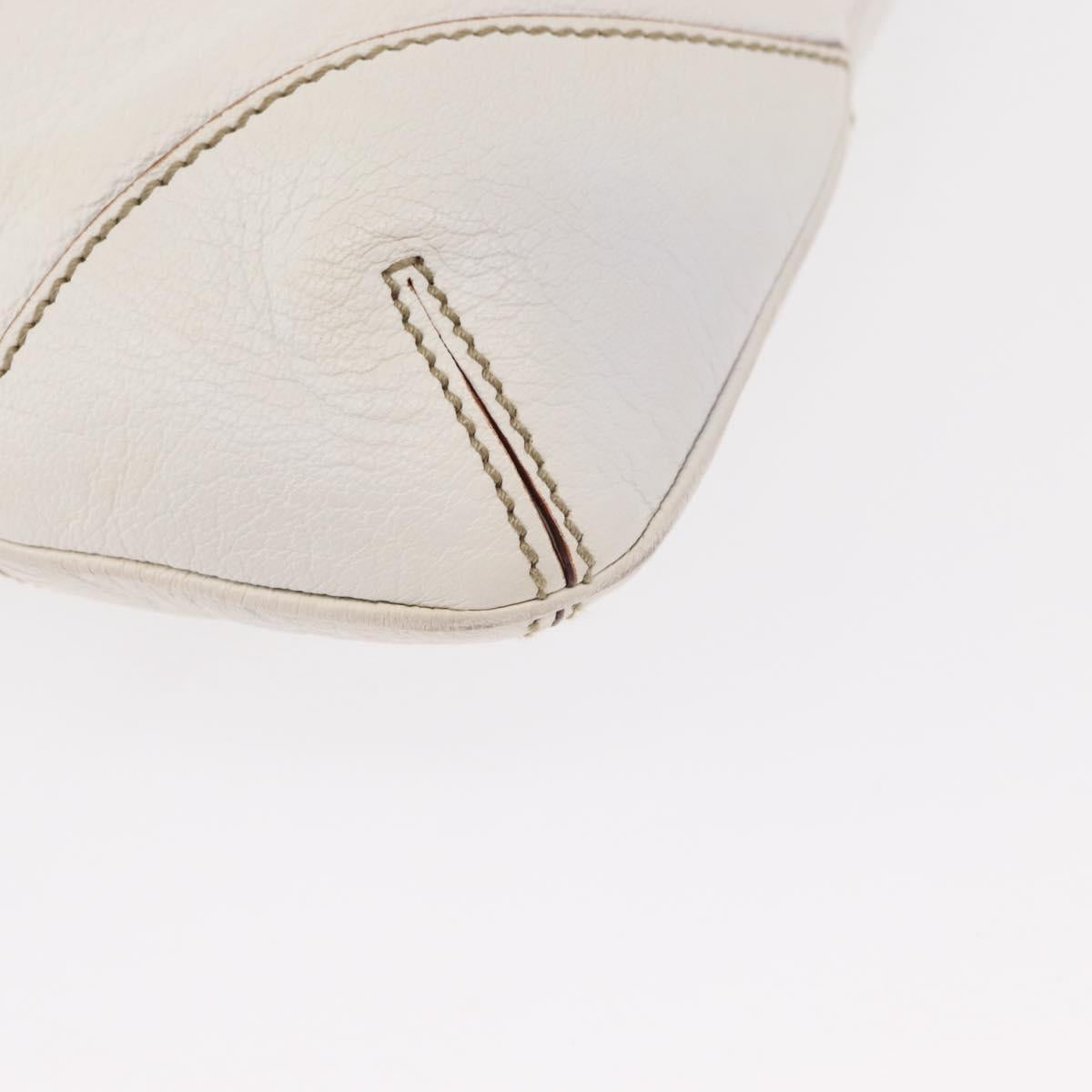 GUCCI Sherry Line Chain Shoulder Bag Leather White Gold 153011 Auth ep11925