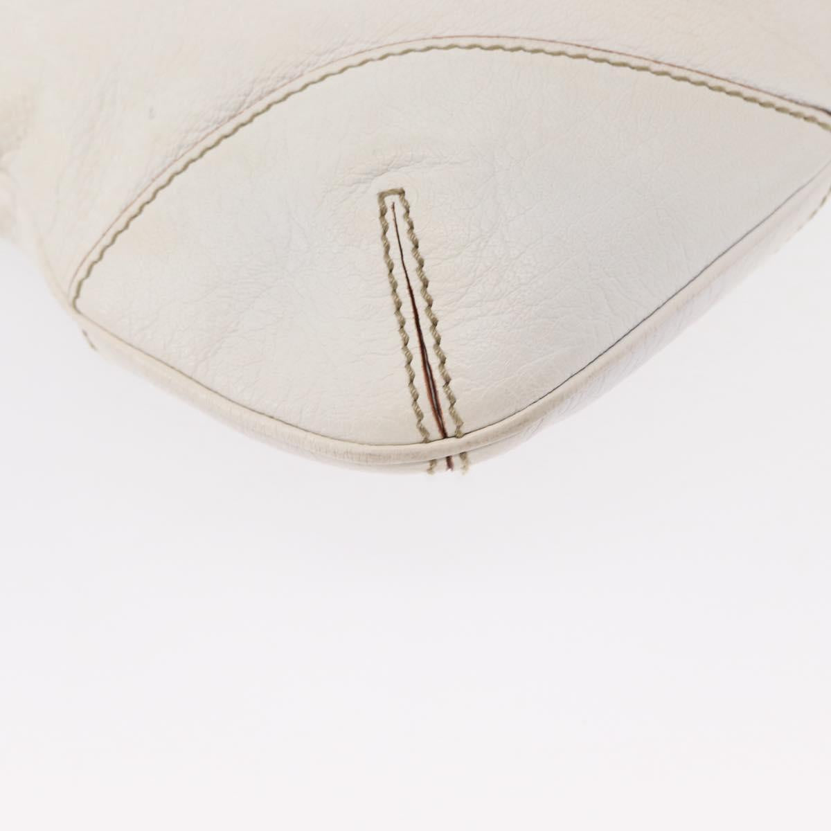 GUCCI Sherry Line Chain Shoulder Bag Leather White Gold 153011 Auth ep11925