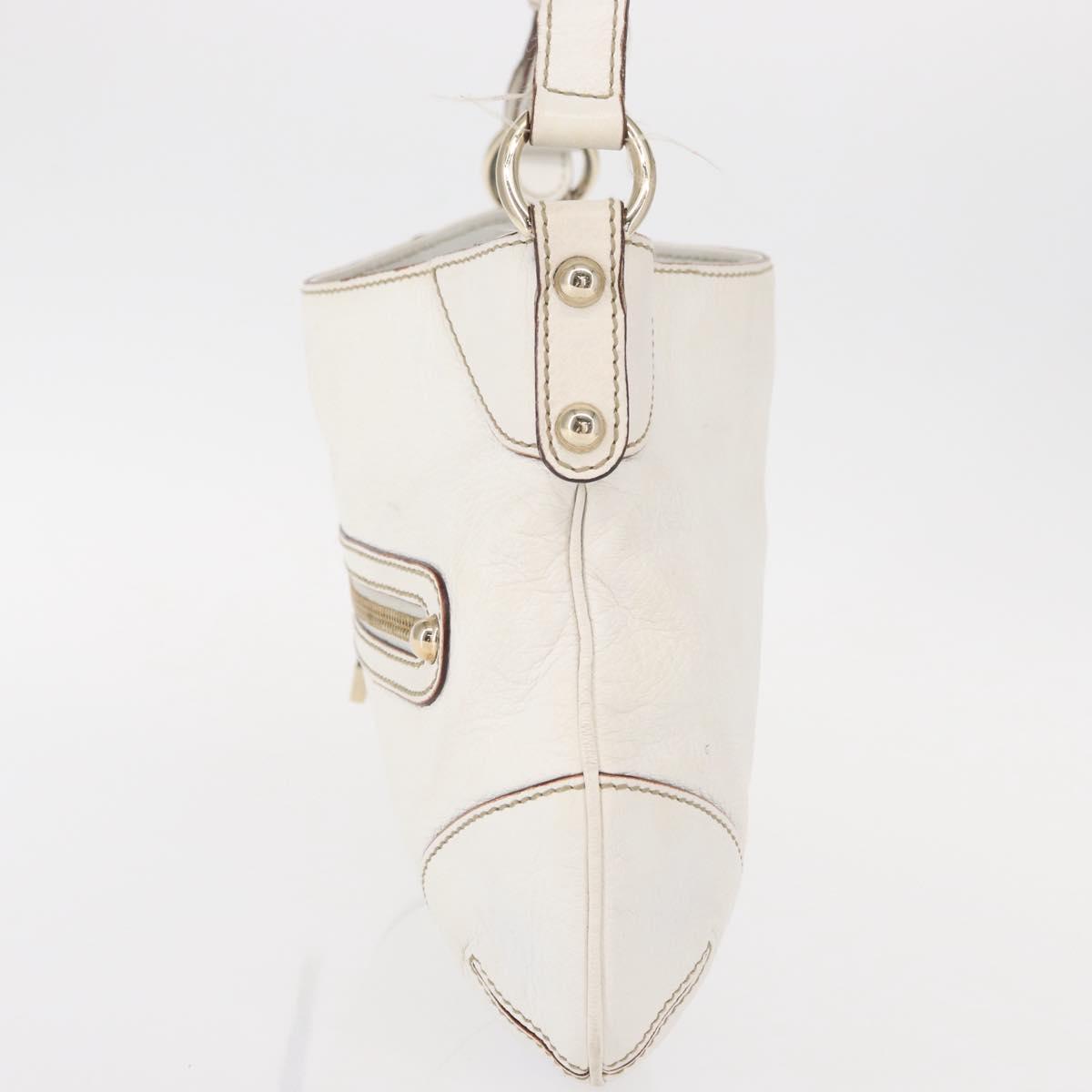 GUCCI Sherry Line Chain Shoulder Bag Leather White Gold 153011 Auth ep11925