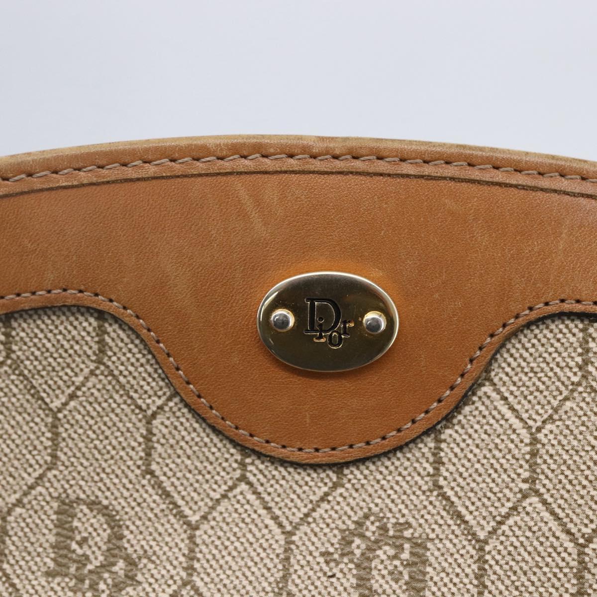 Christian Dior Honeycomb Canvas Shoulder Bag PVC Beige Gold Auth ep11929
