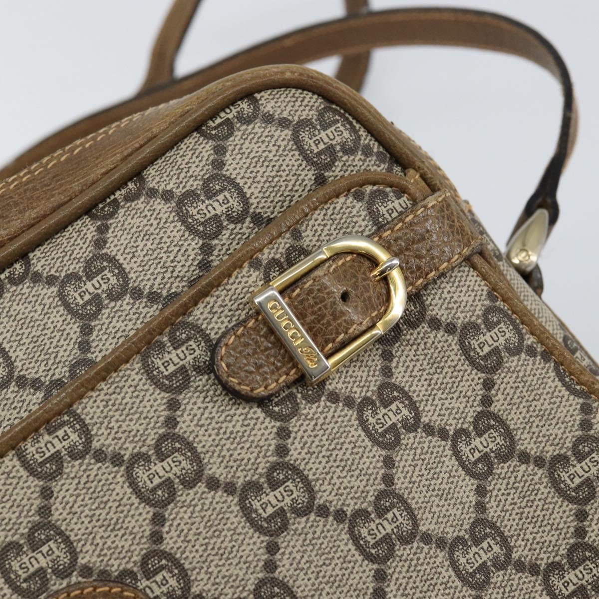 GUCCI GG Plus Supreme Shoulder Bag PVC Beige Gold Auth ep11930