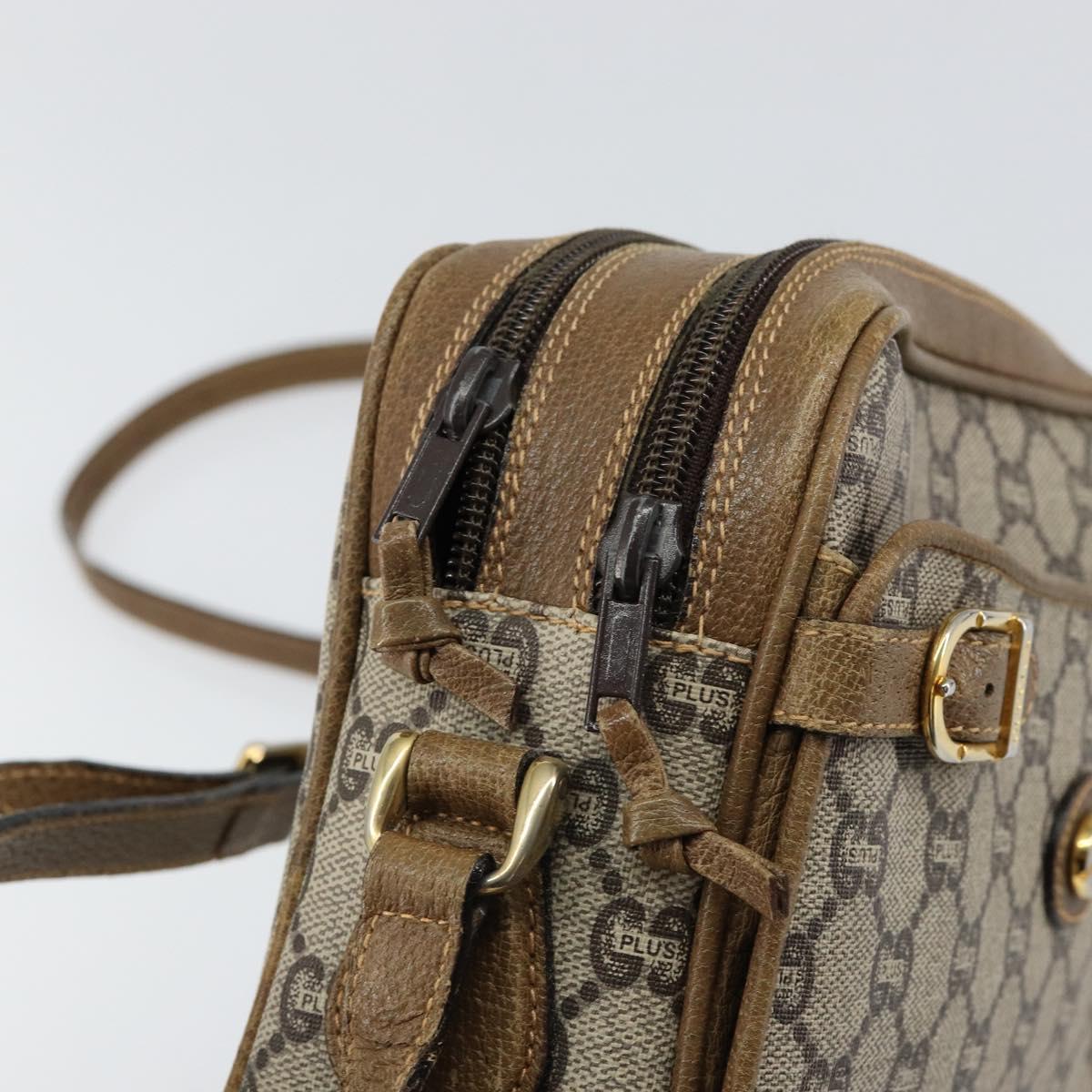 GUCCI GG Plus Supreme Shoulder Bag PVC Beige Gold Auth ep11930