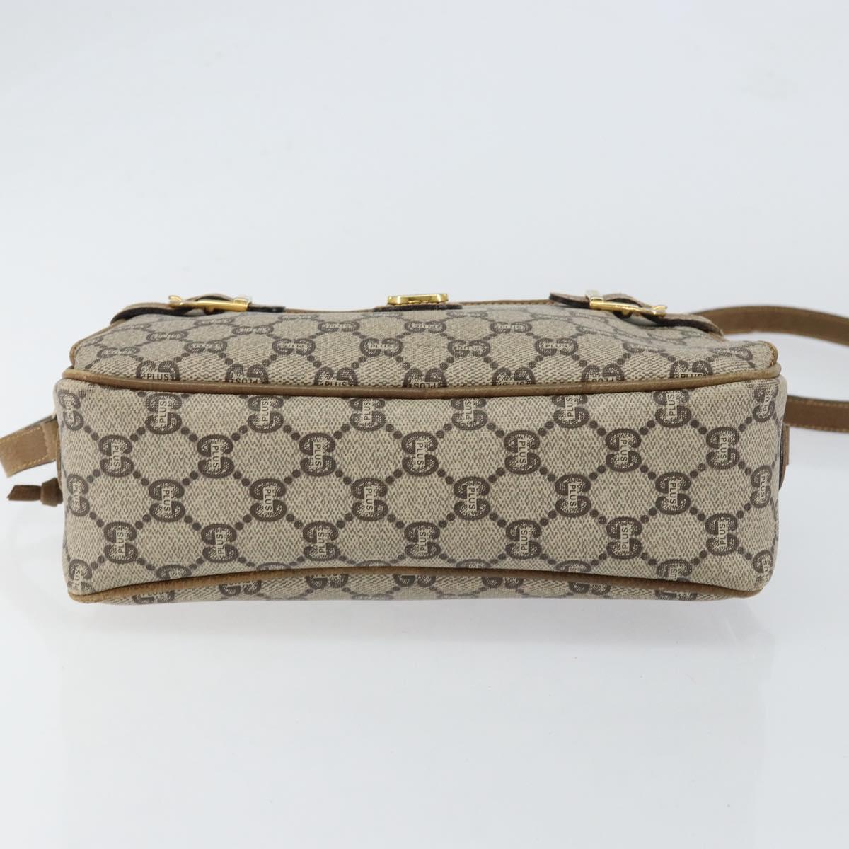 GUCCI GG Plus Supreme Shoulder Bag PVC Beige Gold Auth ep11930