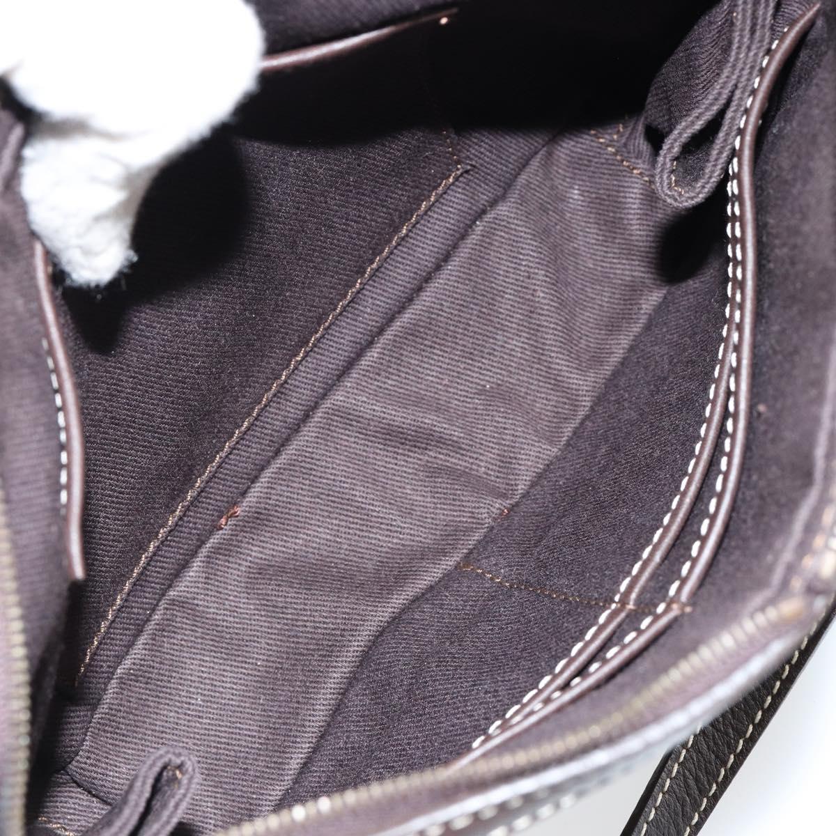 CELINE Macadam Canvas Shoulder Bag Beige Gold Auth ep11932