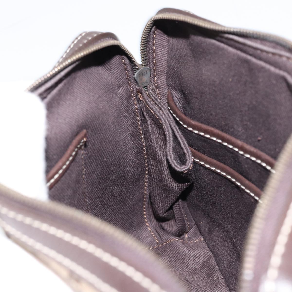 CELINE Macadam Canvas Shoulder Bag Beige Gold Auth ep11932