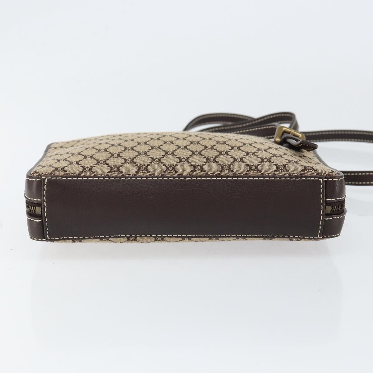 CELINE Macadam Canvas Shoulder Bag Beige Gold Auth ep11932