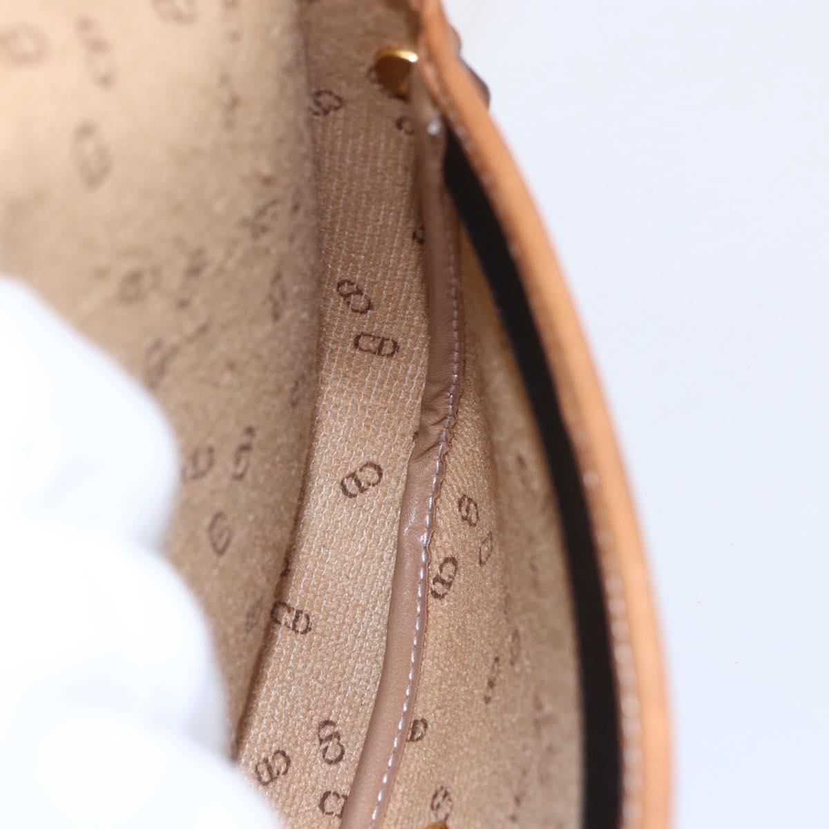 Christian Dior Shoulder Bag Nylon Leather Black Brown gold Auth ep11933