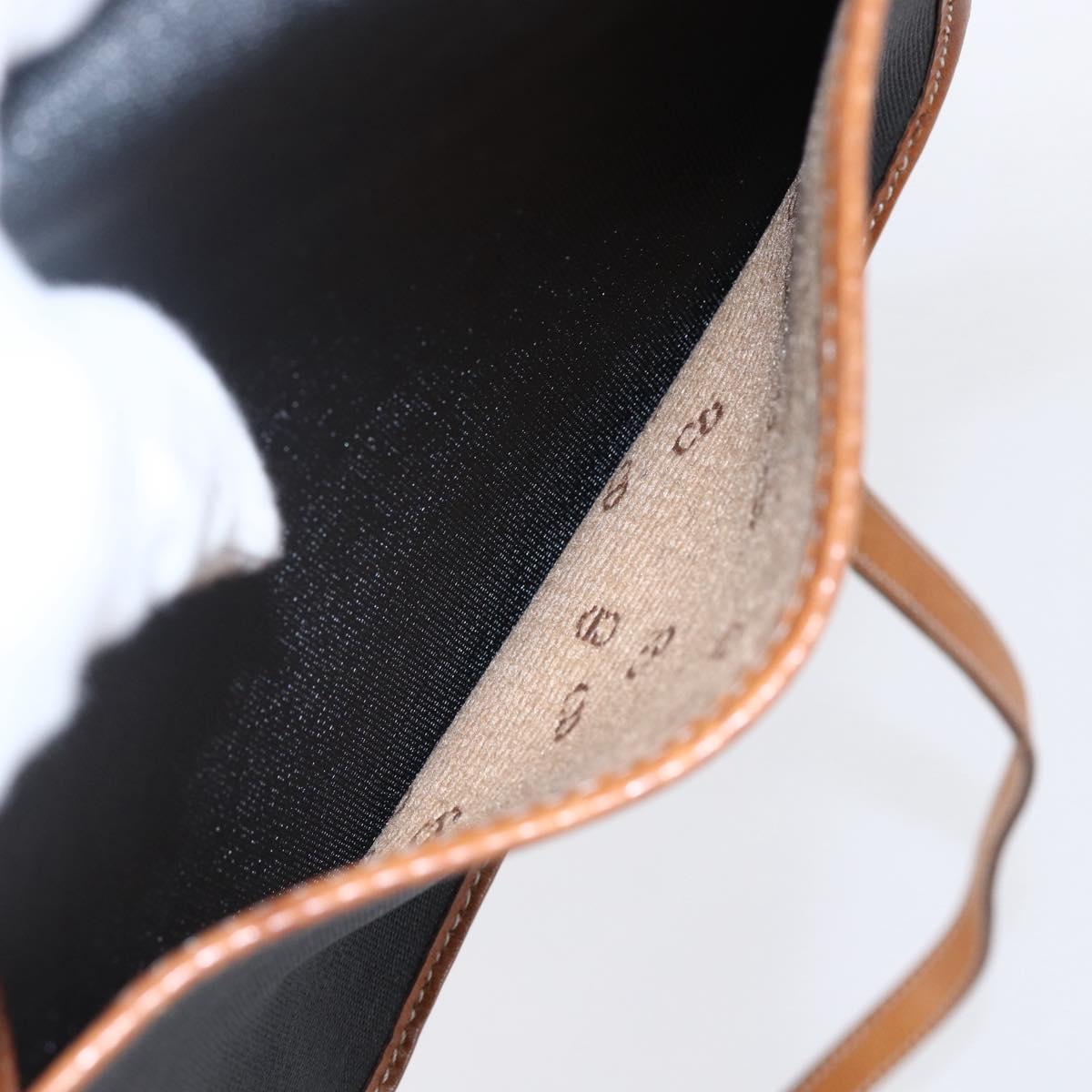 Christian Dior Shoulder Bag Nylon Leather Black Brown gold Auth ep11933