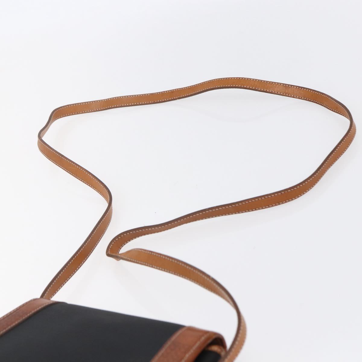 Christian Dior Shoulder Bag Nylon Leather Black Brown gold Auth ep11933