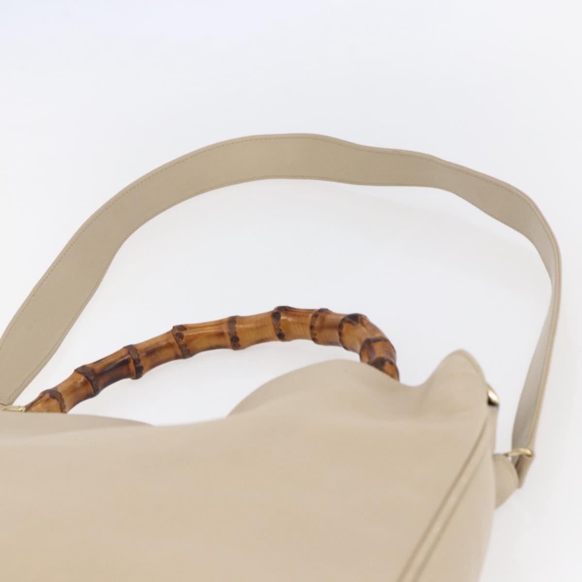 GUCCI Bamboo Shoulder Bag Leather 2way Beige Gold 001 2113 1577 Auth ep11942