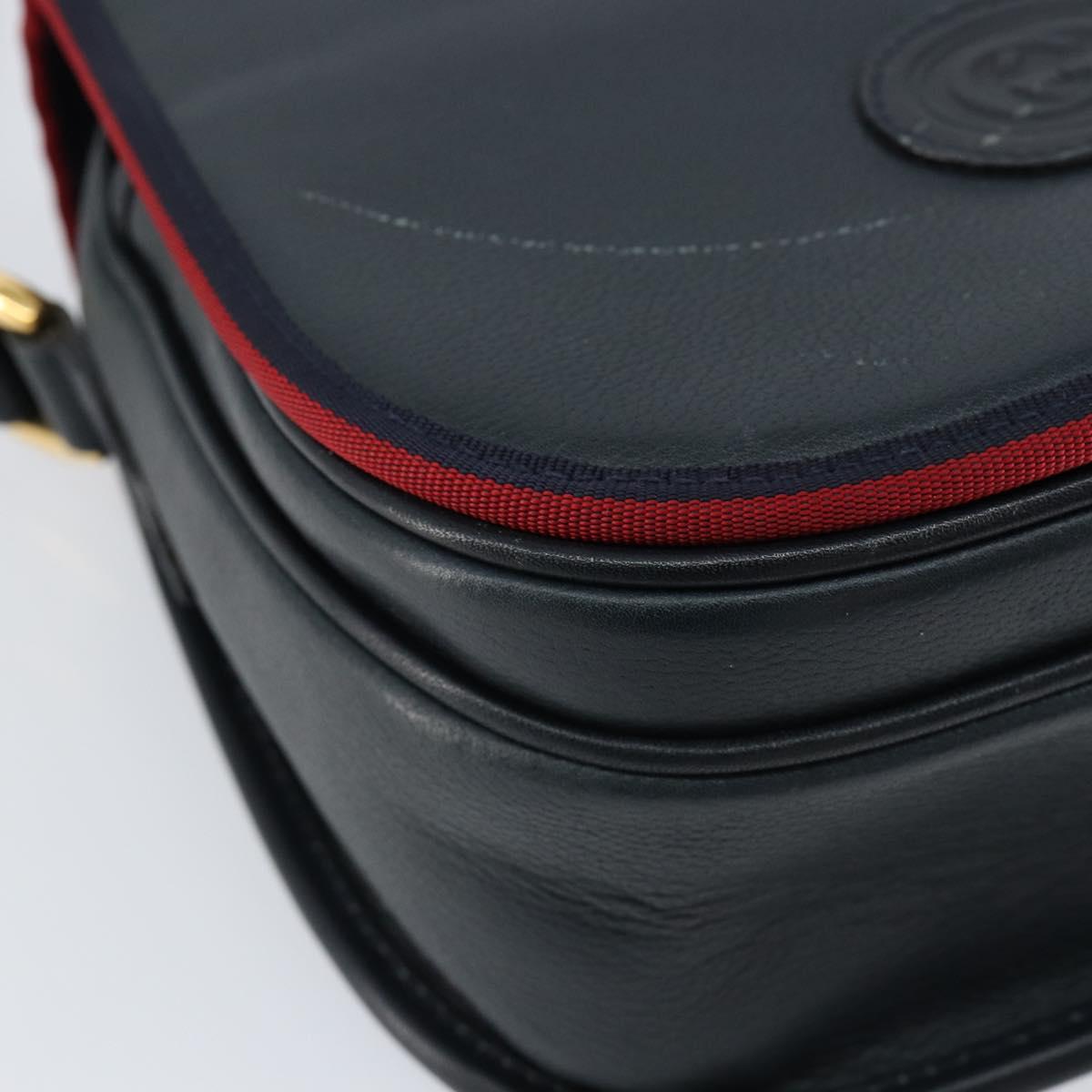 GUCCI Shoulder Bag Leather Navy Gold 007 261 0107 Auth ep11947