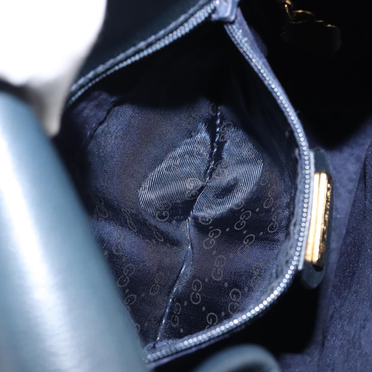 GUCCI Shoulder Bag Leather Navy Gold 007 261 0107 Auth ep11947