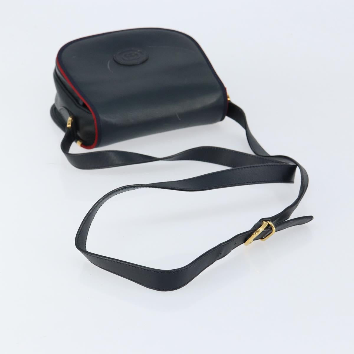 GUCCI Shoulder Bag Leather Navy Gold 007 261 0107 Auth ep11947