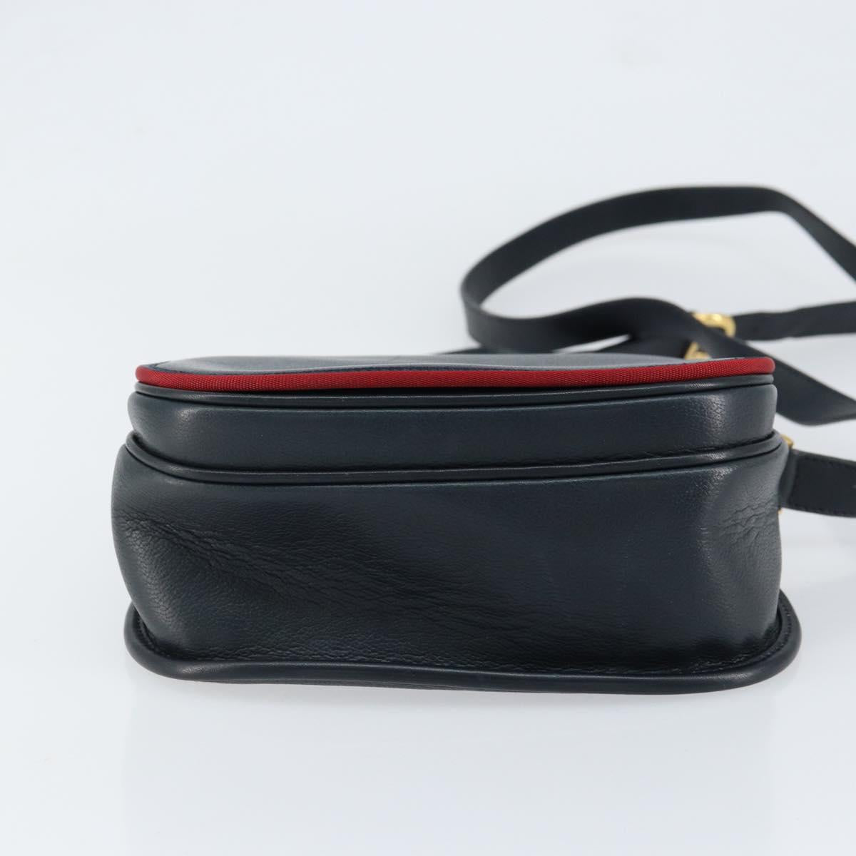 GUCCI Shoulder Bag Leather Navy Gold 007 261 0107 Auth ep11947