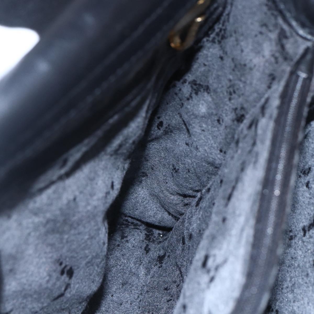 GUCCI Bamboo Hand Bag Leather Black Gold Auth ep11949