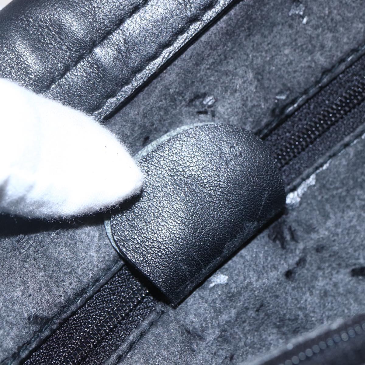 GUCCI Bamboo Hand Bag Leather Black Gold Auth ep11949