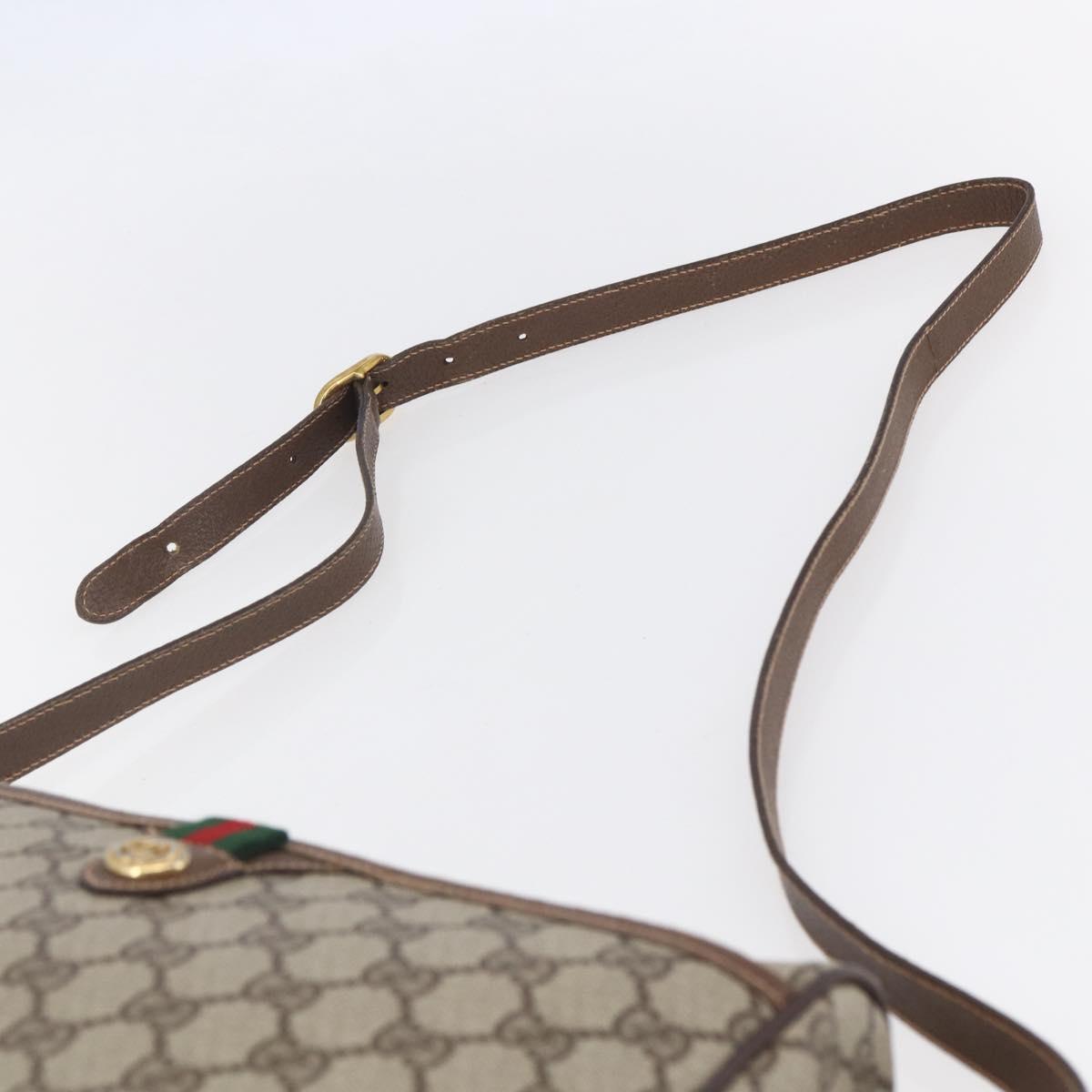 GUCCI GG Supreme Web Sherry Line Bag PVC Beige Gold 89 02 077 Auth ep11951