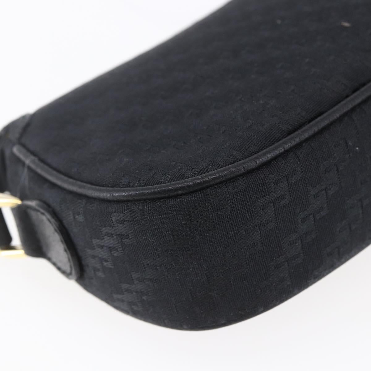 GUCCI Shoulder Bag Canvas Black Gold Auth ep11952