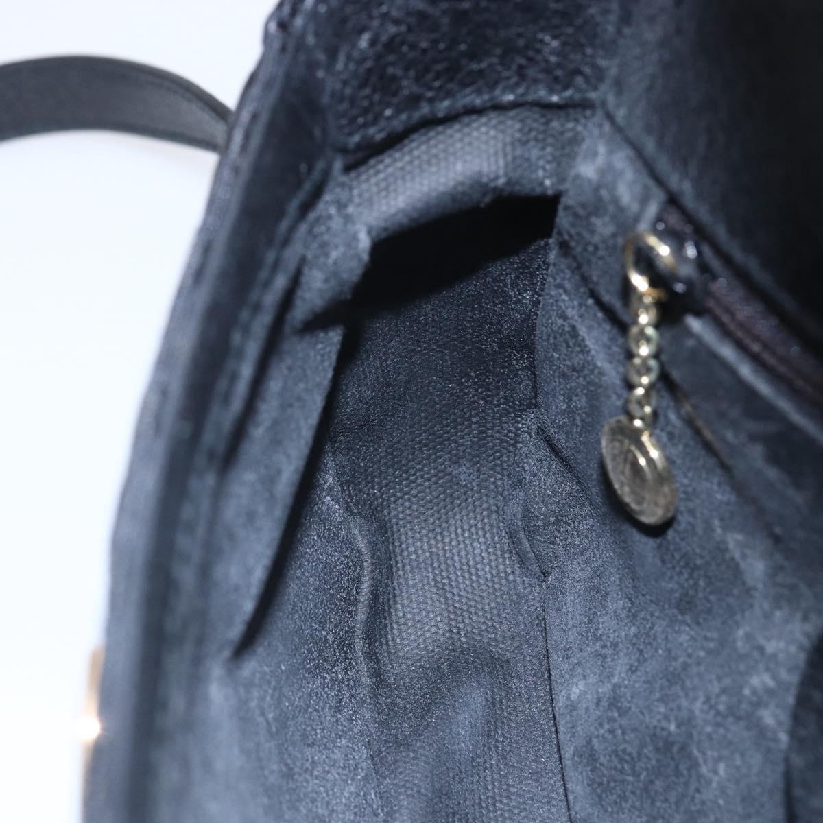 GUCCI Shoulder Bag Canvas Black Gold Auth ep11952