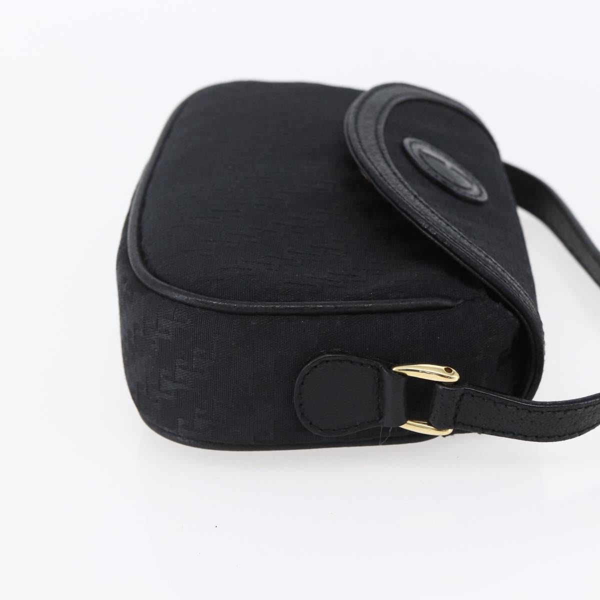 GUCCI Shoulder Bag Canvas Black Gold Auth ep11952