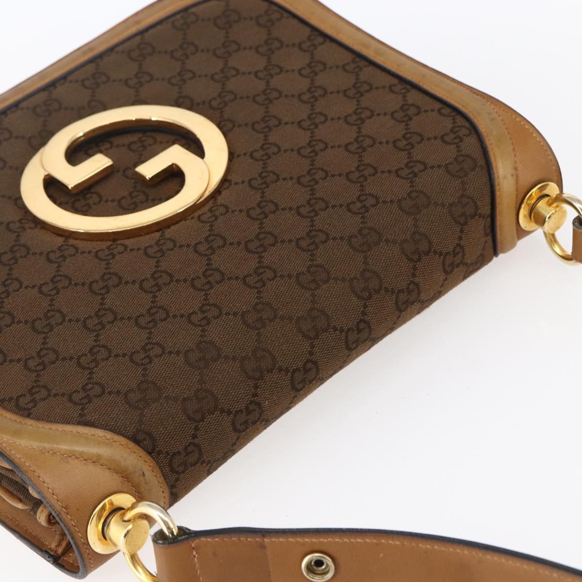 GUCCI GG Canvas Shoulder Bag Brown Gold Auth ep11953