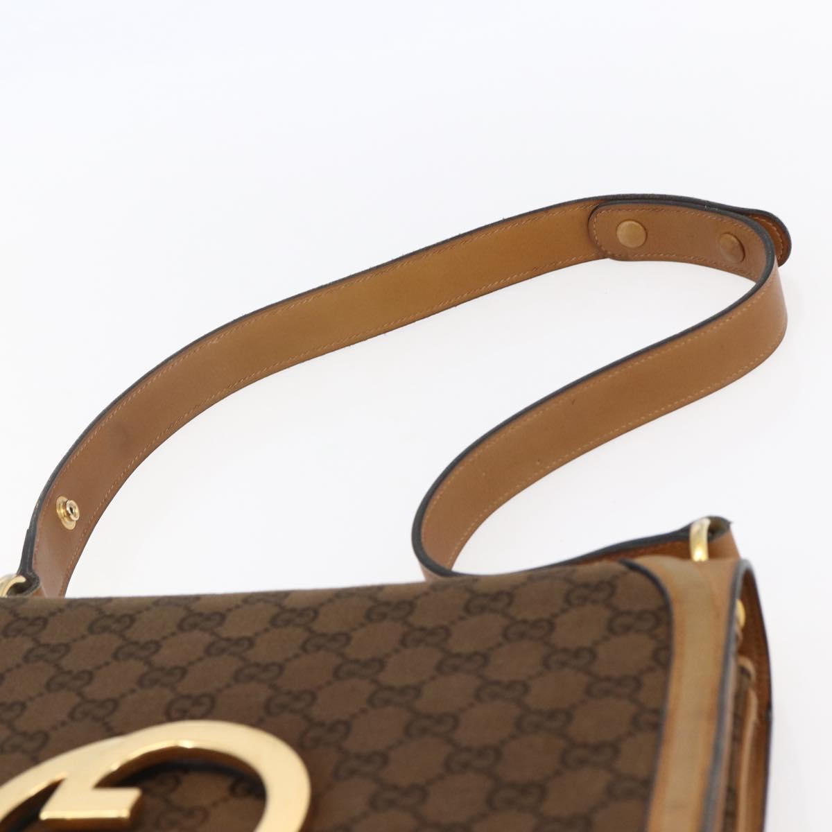 GUCCI GG Canvas Shoulder Bag Brown Gold Auth ep11953