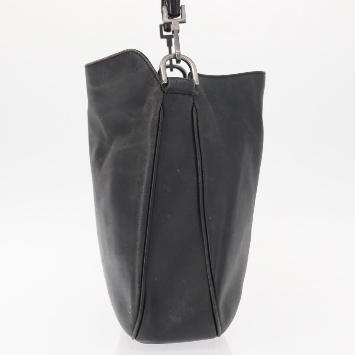 GUCCI Bamboo Shoulder Bag Leather 2way Black 001 1638 2404 Auth ep11956