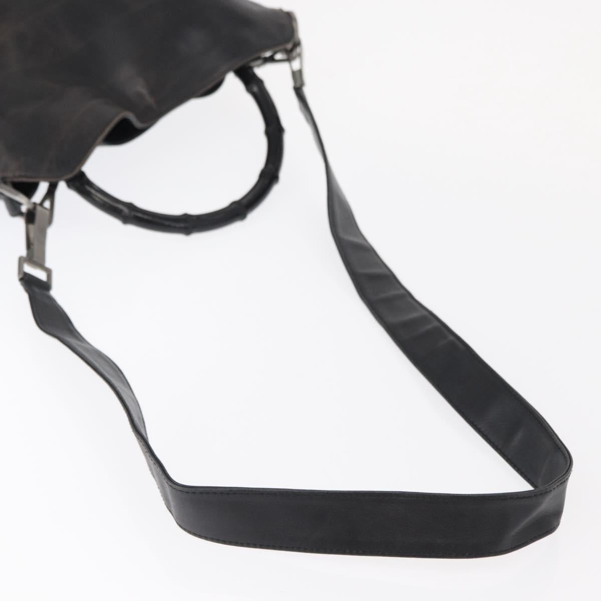 GUCCI Bamboo Shoulder Bag Leather 2way Black 001 1638 2404 Auth ep11956