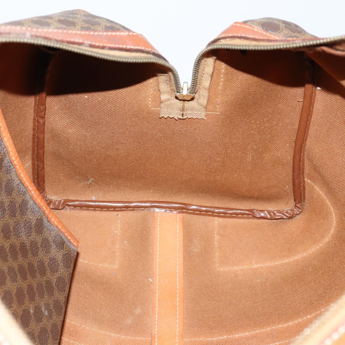 CELINE Macadam Canvas Boston Bag PVC Brown Gold Auth ep11958