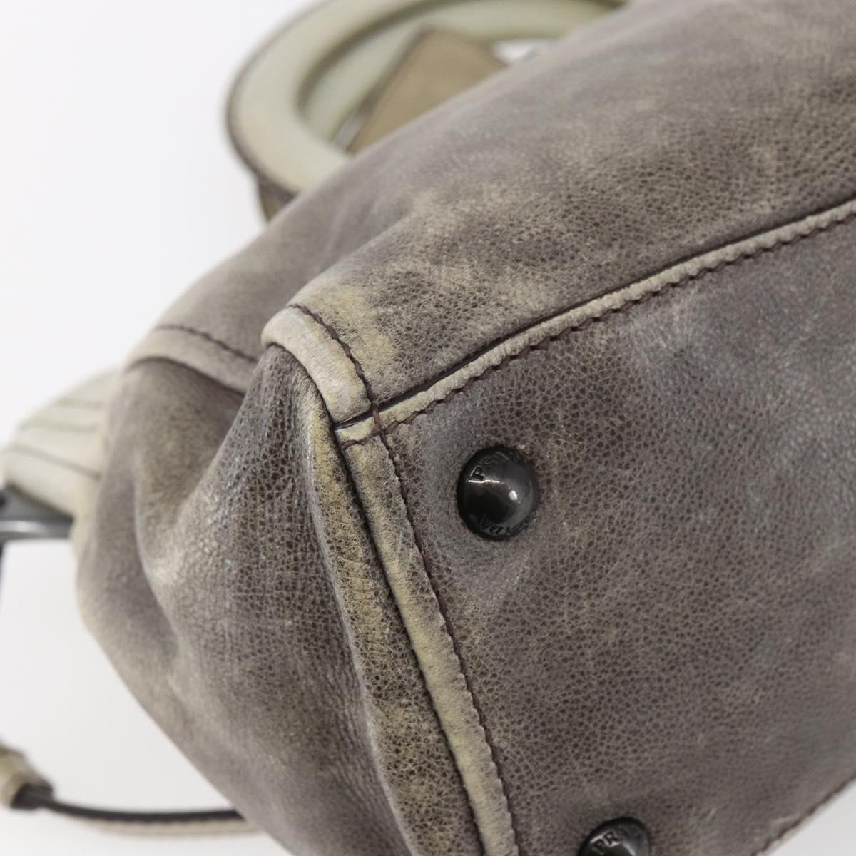 PRADA Hand Bag Leather 2way Gray Gold Auth ep11960