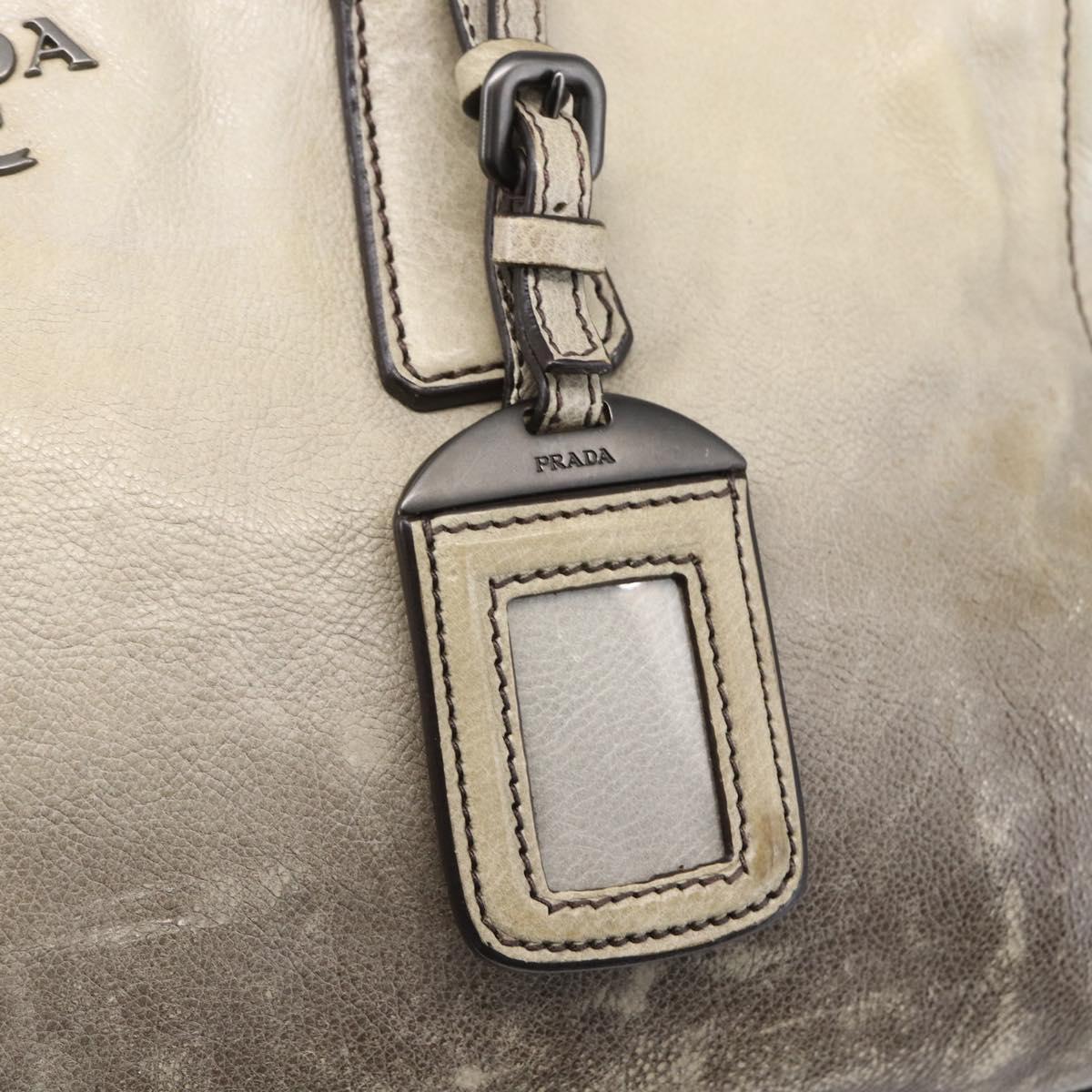 PRADA Hand Bag Leather 2way Gray Gold Auth ep11960