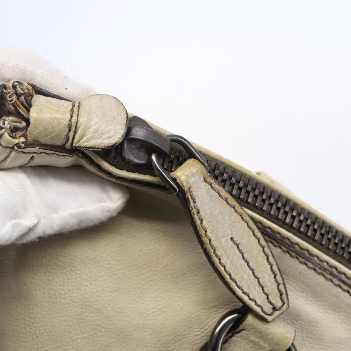 PRADA Hand Bag Leather 2way Gray Gold Auth ep11960