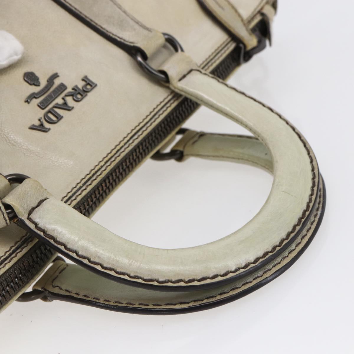 PRADA Hand Bag Leather 2way Gray Gold Auth ep11960