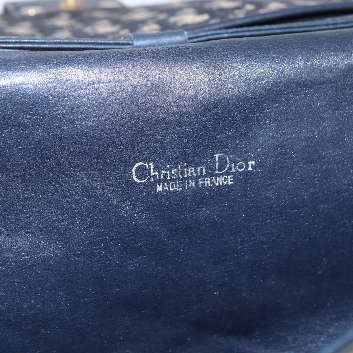 Christian Dior Trotter Canvas Shoulder Bag Navy Gold Auth ep11961