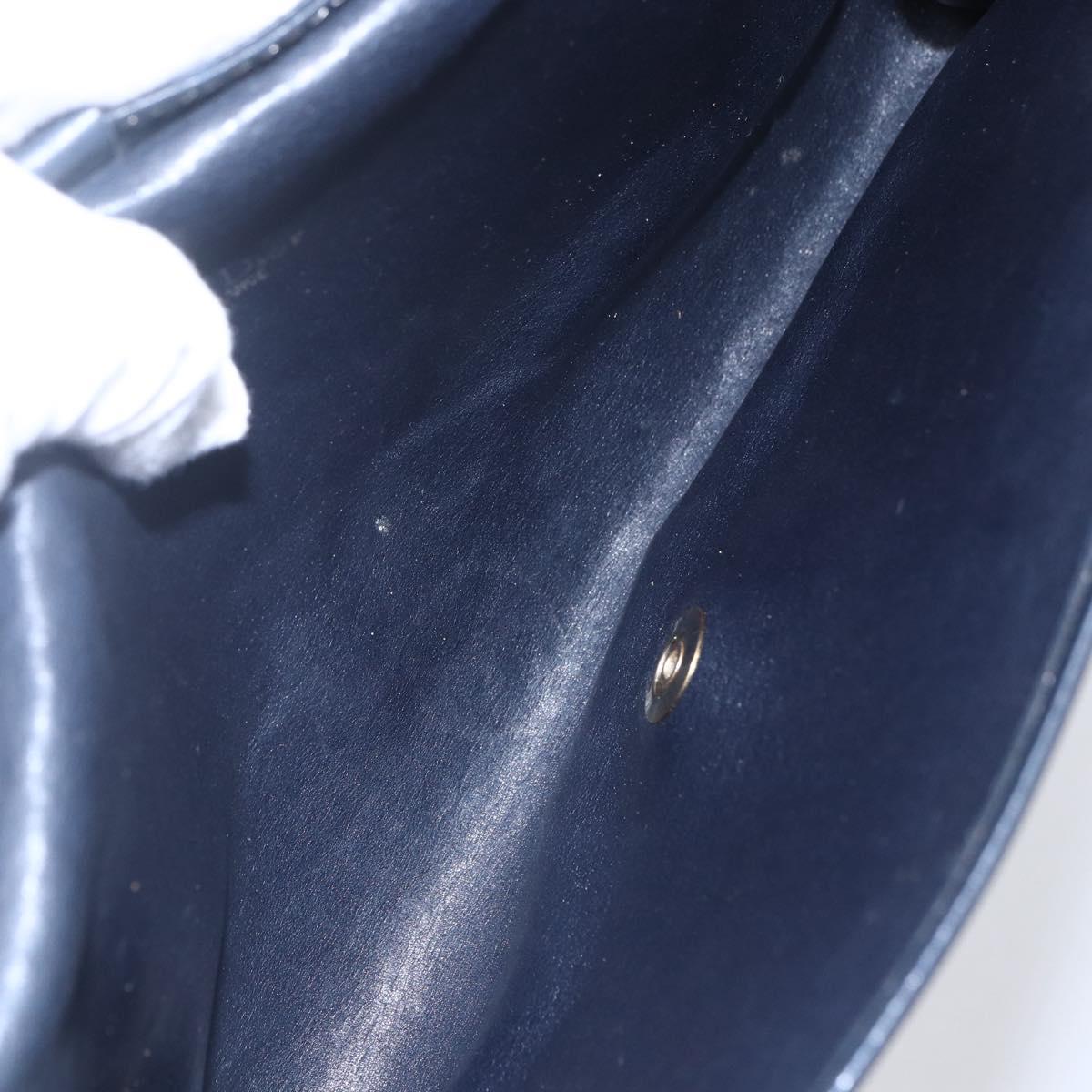 Christian Dior Trotter Canvas Shoulder Bag Navy Gold Auth ep11961