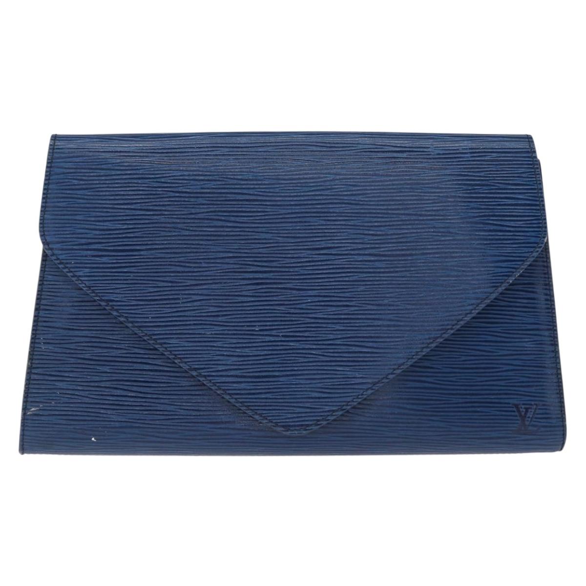 LOUIS VUITTON Epi Art Deco Clutch Bag Blue M52635 LV Auth ep11964
