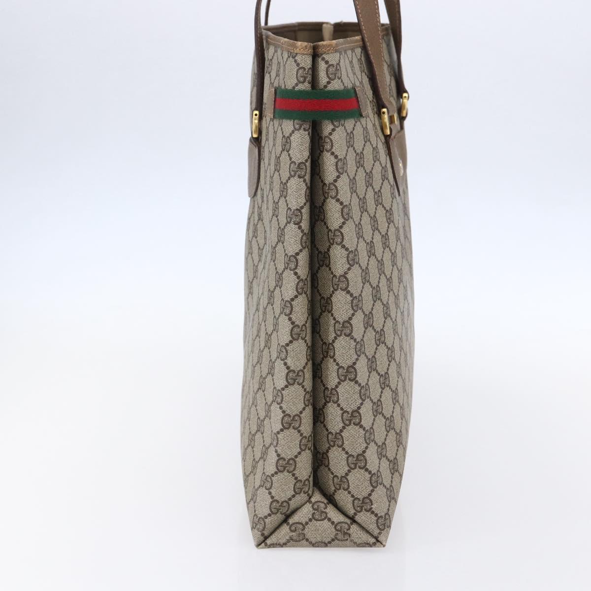 GUCCI GG Supreme Web Sherry Line Tote Bag PVC Beige Gold 39 02 091 Auth ep11968