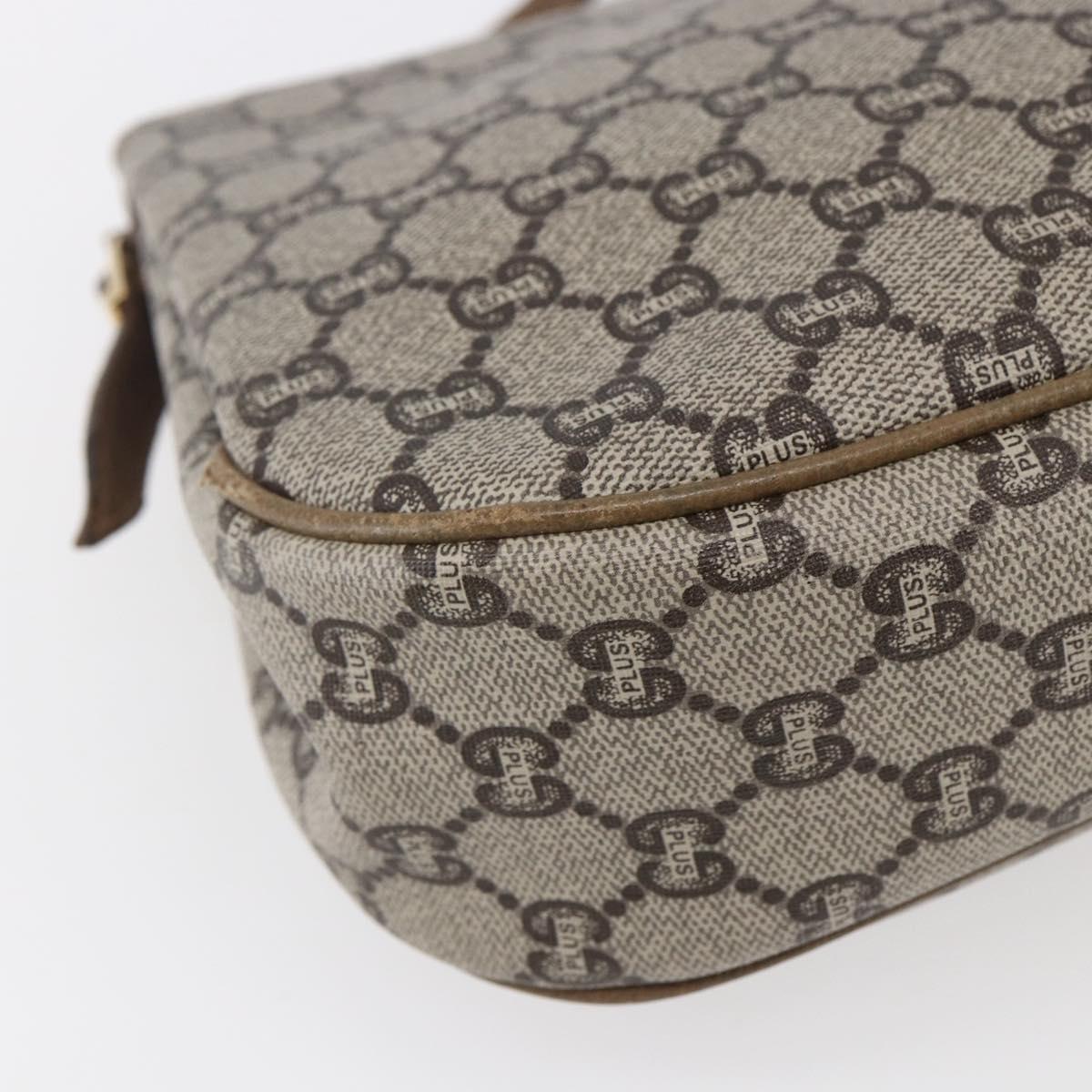 GUCCI GG Plus Supreme Shoulder Bag PVC Beige Gold Auth ep11969