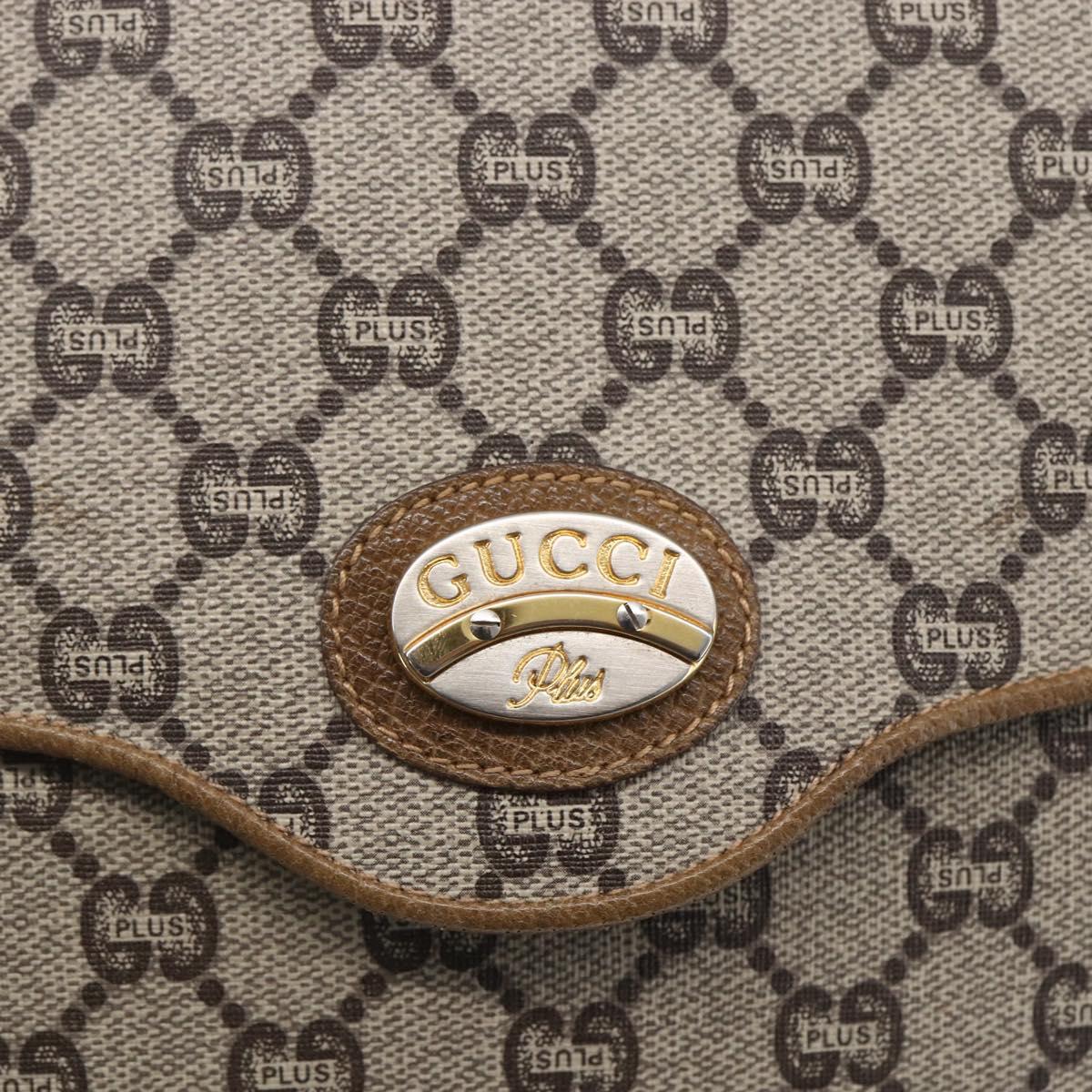 GUCCI GG Plus Supreme Shoulder Bag PVC Beige Gold Auth ep11969