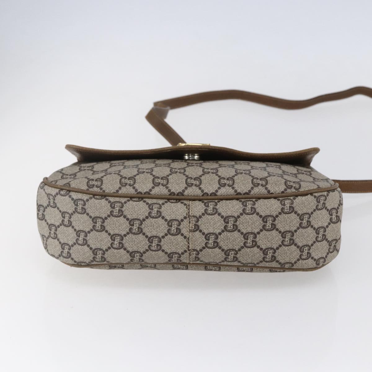 GUCCI GG Plus Supreme Shoulder Bag PVC Beige Gold Auth ep11969