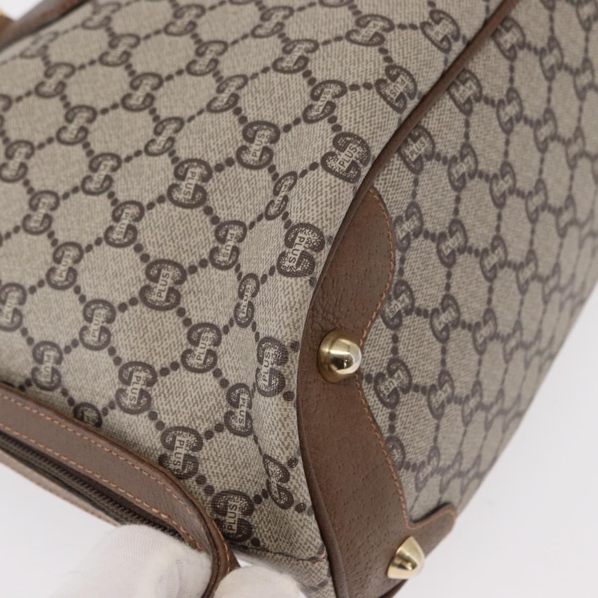 GUCCI GG Plus Supreme Boston Bag PVC Beige Gold Auth ep11970