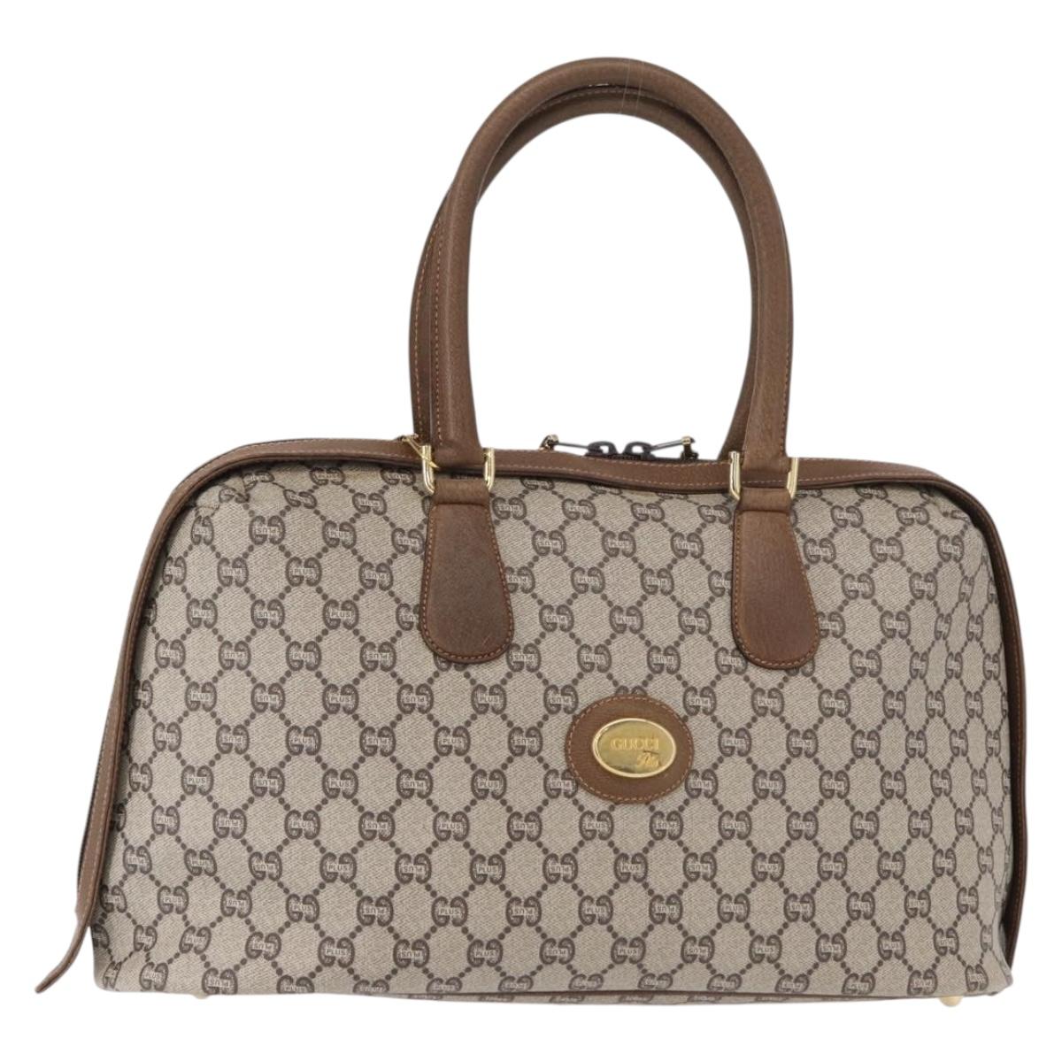 GUCCI GG Plus Supreme Boston Bag PVC Beige Gold Auth ep11970