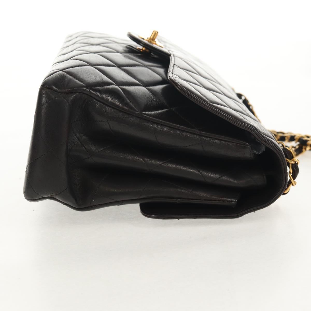 CHANEL Matelasse Double Face Chain Bag Lamb Skin Black Gold CC Auth ep11971A