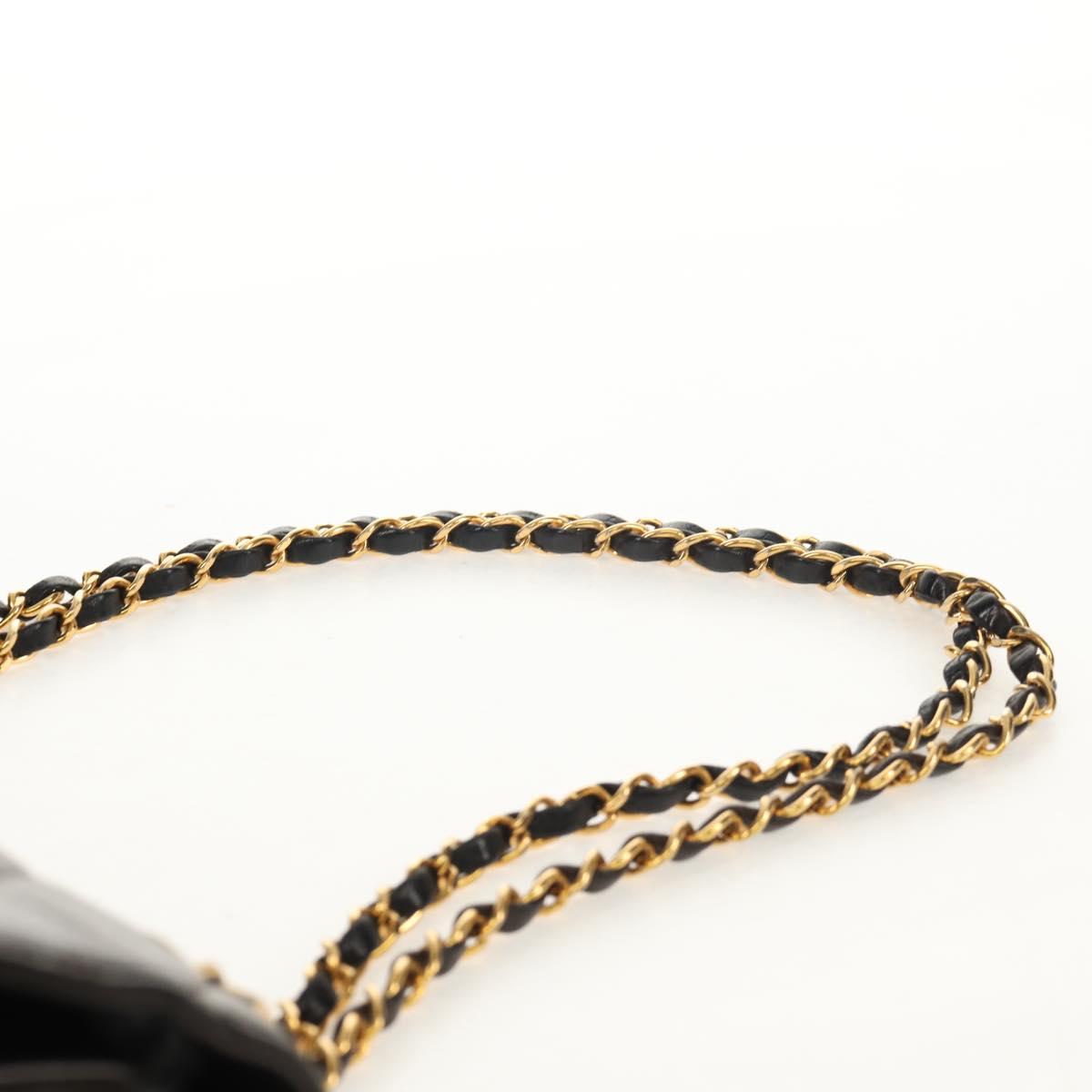CHANEL Matelasse Double Face Chain Bag Lamb Skin Black Gold CC Auth ep11971A