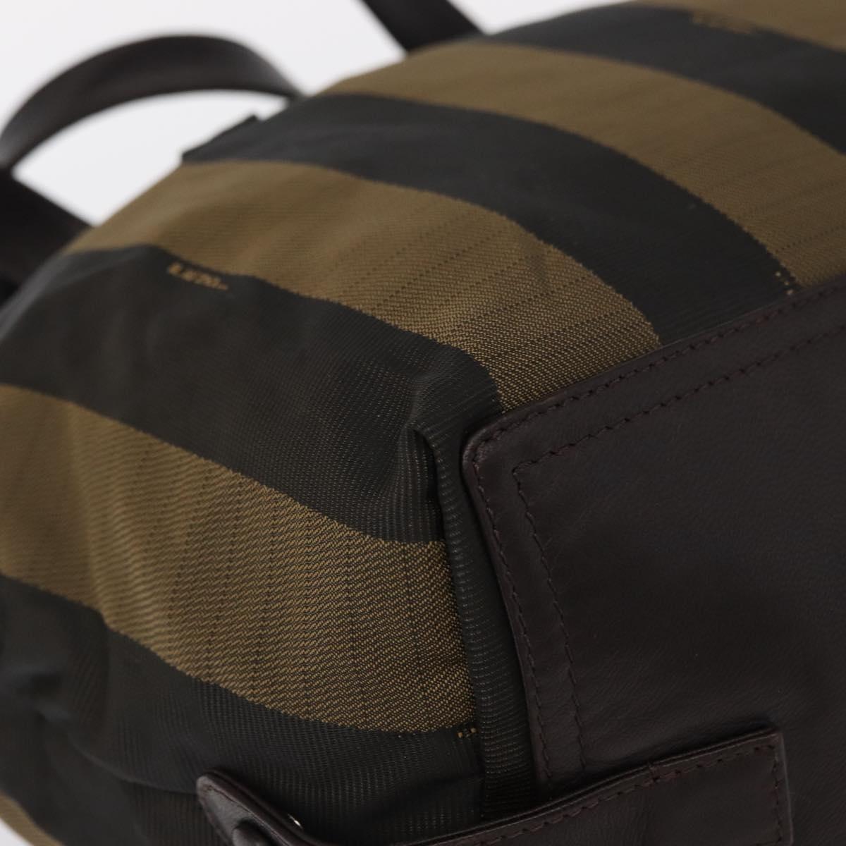 FENDI Pecan Canvas Hand Bag Black Brown Auth ep11974