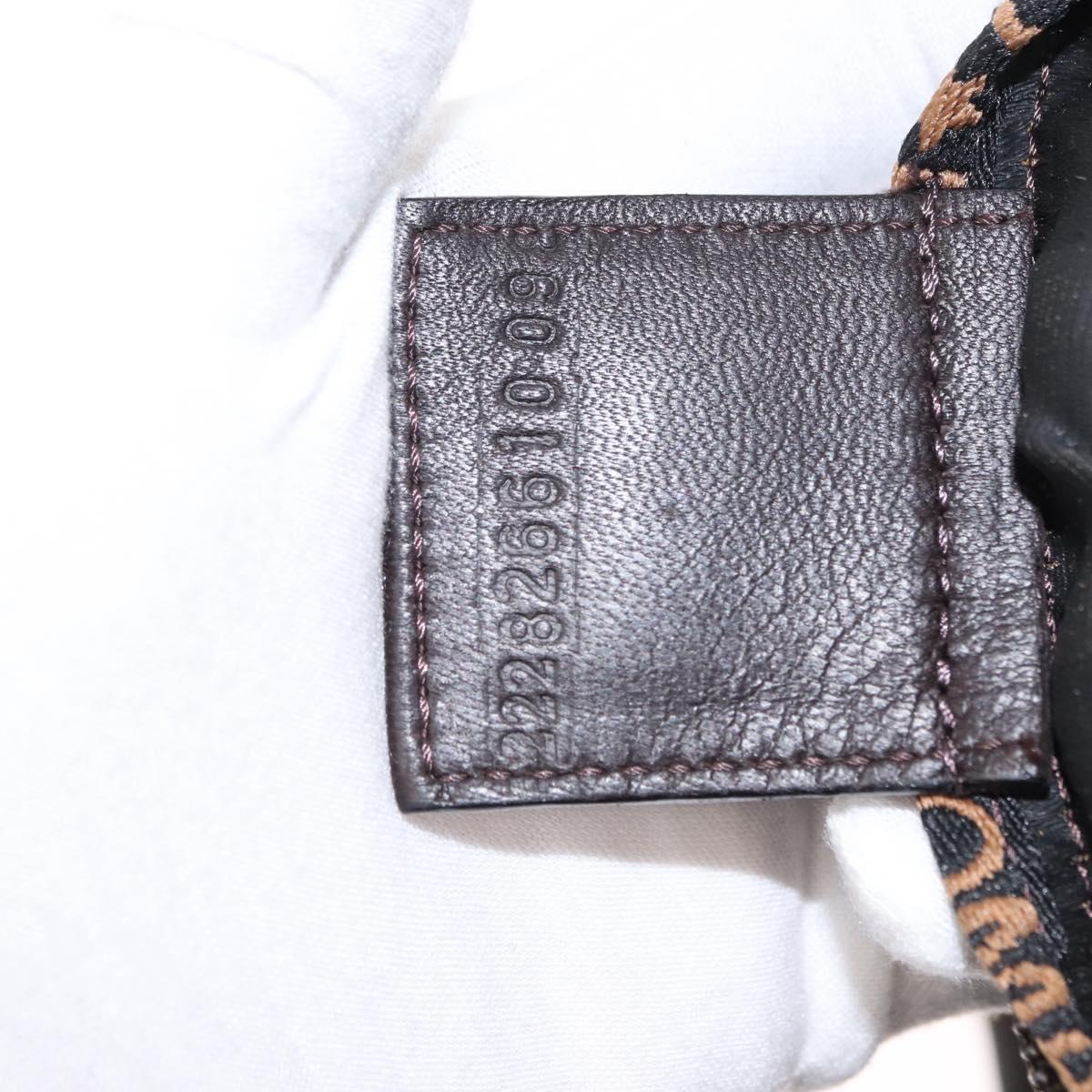 FENDI Pecan Canvas Hand Bag Black Brown Auth ep11974